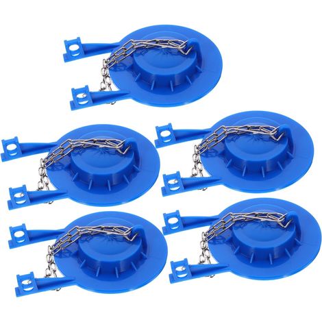 5 Pièces Kit de Remplacement Clapet Chasse Eau avec Chaîne Inox pour Réservoir Wc Ancien Joint Étanchéité Bleu Facile à Installer Réparation Valve pour Toilette (1/5)