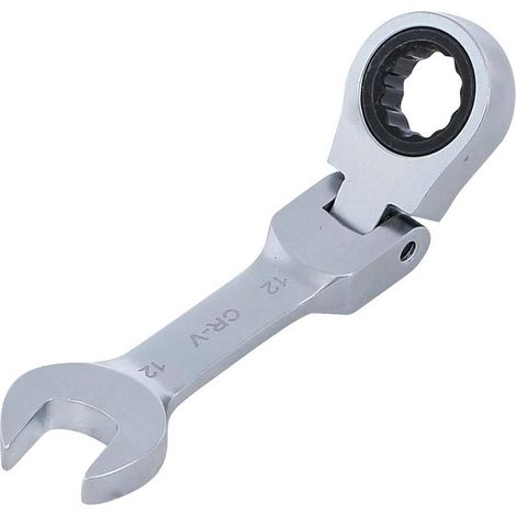 Clé Mixte à Cliquet Courte 12 mm - Acier, Ergonomique et Pratique - Zones Difficiles - D-Work