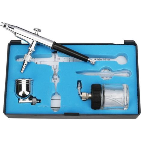 Pistolet aérographe double alimentation gravité et siphon inox 0.3mm 22cc et 7cc pour décoration gâteau maquette et nail art (1/5)