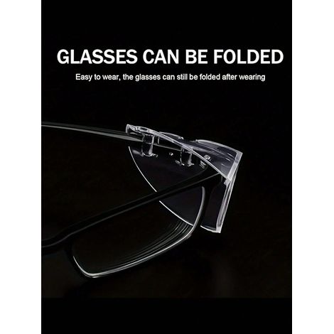 2 Paires de protections latérales universelles transparentes pour lunettes, accessoires de monture flexibles pour la protection des yeux (1/4)