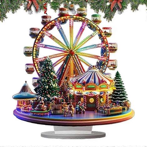 Décoration de bureau en acrylique en forme de grande roue, idéale pour Noël. Décoration 2D compatible avec les étagères de bureau à domicile. (1/5)