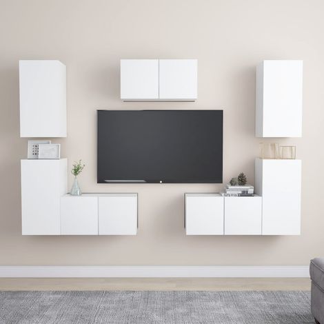 7-tlg. TV-Schrank-Set Weiß Holzwerkstoff vidaXL (1/5)