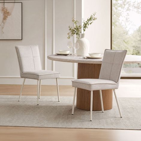 Lot de 2 chaises repas en tissu et métal beige - ZESPA (1/5)