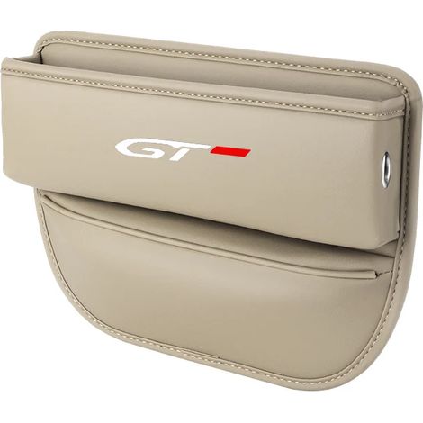 Boîte de rangement beige pour siège auto Peugeot GT 5008 4008 3008 2008 308, avec porte-gobelet, porte-téléphone et porte-clés. Accessoires intérieurs en cuir. (1/5)