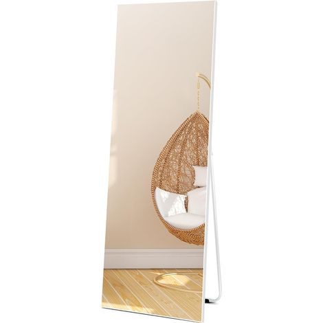 150X51CM Miroir sur Pied Rectangulaire, Miroir Mural Blanc, Haute Définition Miroir en Pied à Placer sur Mural ou au Sol (1/5)