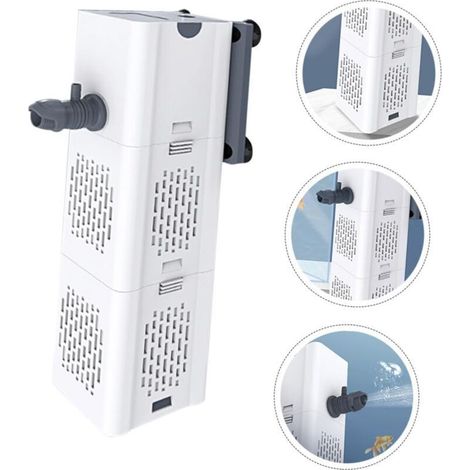 Filtro silenzioso 4 in 1 per acquario - Filtro interno per acquario - 500-1000 l/h - Pompa per acquario - Ossigenazione e aerazione - Cambio d'acqua per pesci Betta, tartarughe, pesci da laghetto e pe