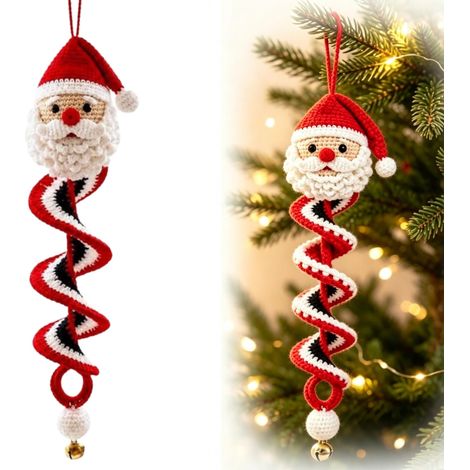 DIY-Set für Anfänger: Gehäkelter Spiral-Schneemann, dreidimensionale hängende Weihnachtsdekoration, inklusive Garn, Häkelnadel und Schneeflocken. (1/5)