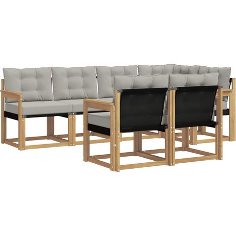 Set di divani da esterno 7 pcs Bianco e Grigio Chiaro vidaXL
