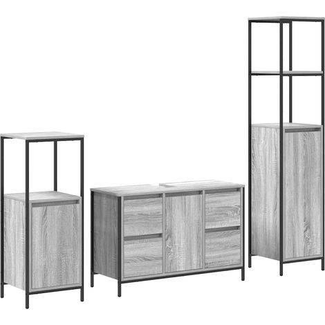 Maison Exclusive - Juego de muebles de baño con cajón 3 pcs Gris