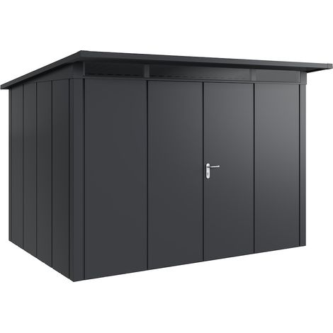 Hörmann Metall-Gerätehaus "Juno" mit Pultdach, JPD12 - Design, 310 x 214 cm (B x T), anthrazit, 2-flüglige Tür