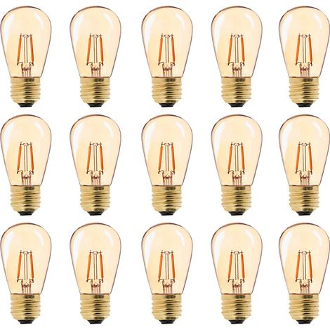 LED E27 Vintage Ampoule, ST45 Faciles à 1W = 10W Ampoules à Incandescence, Super Blanc Chaud 2200 K E27 Medium Base Ampoule Lampe de Chevet, Doré en Verre, Non Dimable, Lot de 15