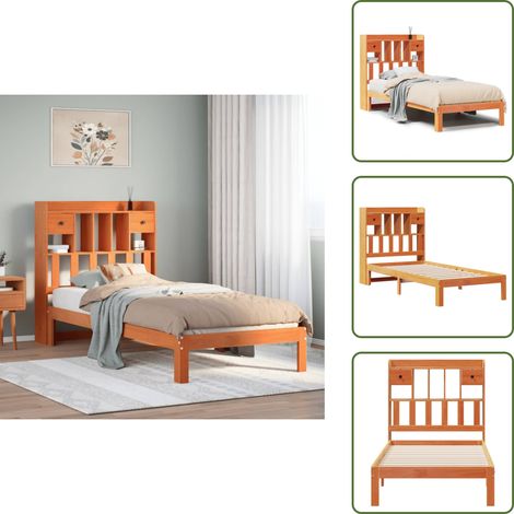 vidaXL Lit bibliothèque sans matelas cire marron 75x190 cm pin massif (1/5)