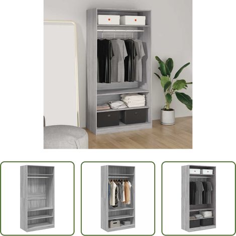 Holzwerkstoff -  Kleiderschrank Grau Sonoma 100x50x200 cm Holzwerkstoff (1/5)
