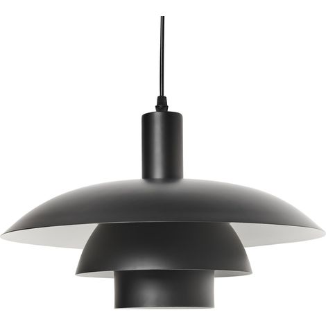 Lampada a sospensione a più livelli in metallo stile metà secolo nero Hilba