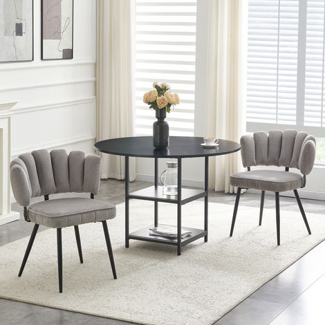 Rundes Esszimmer-Set 107 cm für 2 Personen mit 2 grauen Stühlen HAVRYA (1/5)