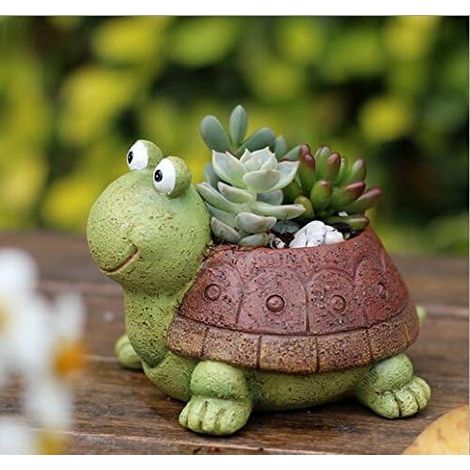 Pots de Plantes, Animal Mignon en Forme de Dessin animé succulentes Vase Pots de Fleurs, récipient, décoration Pots de jardinière, Bureau Mini Ornement (Tortue) (1/5)