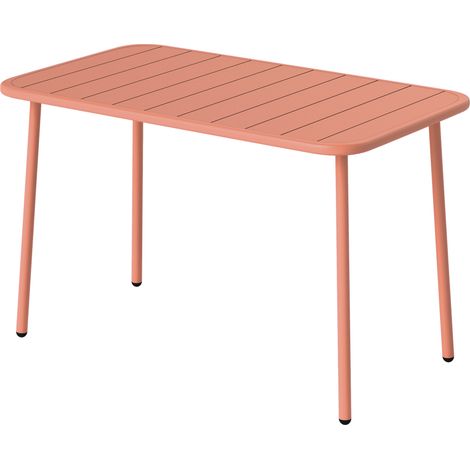 Table de Salle à Manger Extérieure 120x70cm pour 4 Personnes, Table de Jardin Rectangulaire avec Plateau à Lattes, Rouge (1/5)