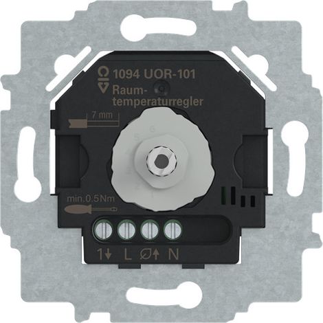 Busch-Jaeger El. Raumtemperaturregler-Einsatz mit Temperatur mit Umschaltung Eco-Betrieb, mit Keine Vor-Ort-Bedienung 230 V AC Schließer (NO) (1094 UOR-101), 2CKA001032A0541