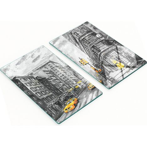 Tablas de servir de cristal para cocina con gráficos de bocetos de Nueva York, 2x30x52 cm (1/5)