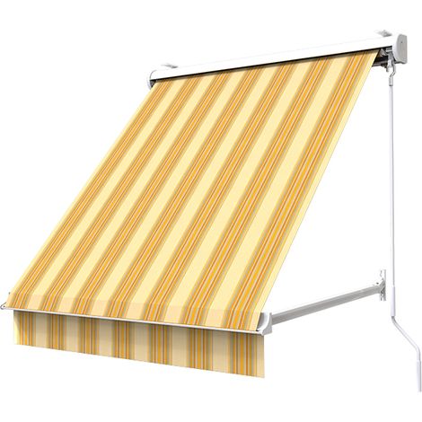 Sunny Inch – Store à projection avec coffre 160 x 70 cm – Toile 100% polyester anti-UV – Bras inclinables 0° à 135° – Installation plafond ou façade (1/5)