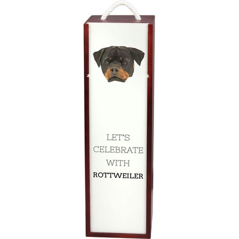 Rottweiler: una caja de vino geométrica con una foto e inscripción de Art-Dog. (1/5)