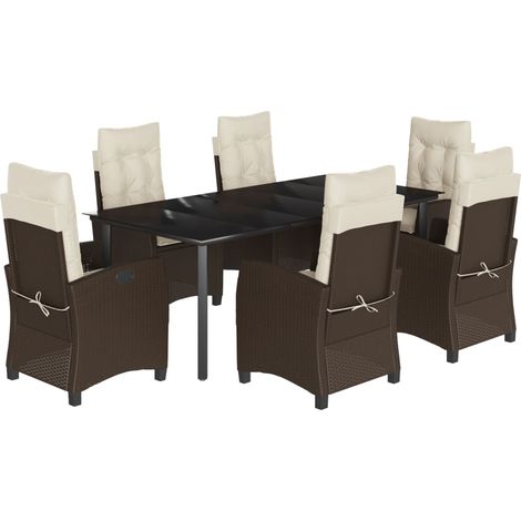 Maison Exclusive - 7-tlg. Garten-Essgruppe mit Kissen Braun Poly