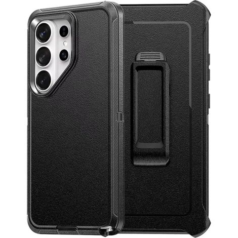 (Noir, Galaxy S24) Étui de protection robuste avec clip ceinture, matériau PC+TPU antichoc.