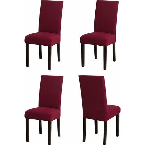 Stuhlhussen 4er Set Weinrot, Stretch Esszimmerstuhlbezug abnehmbar & waschbar (1/5)