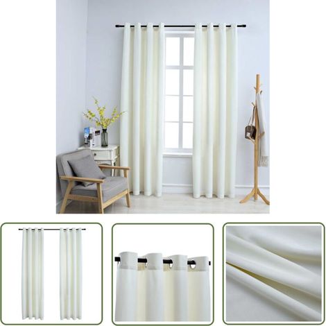 The Living Store Rideaux occultants avec anneaux 2 pcs Velours Crème 140x225 cm - Rideaux Velours - Rideaux Occultants - Rideaux Décoratifs - Rideaux Pour Salon - Rideaux Pour Chambre (1/5)
