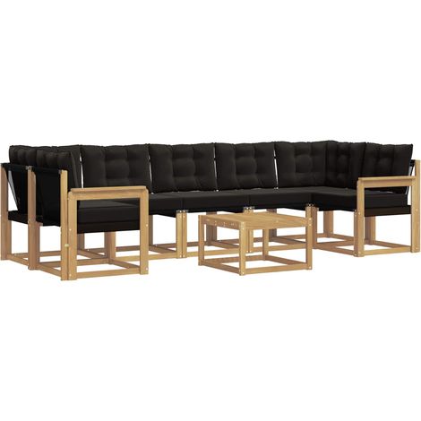 Conjunto de sofás de exterior con cojín 8 pcs Blanco y Negro vidaXL (1/5)