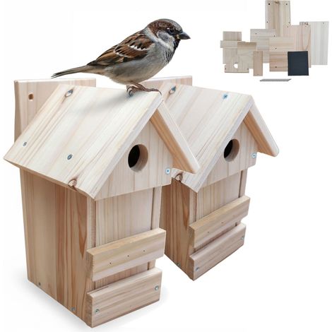 Nidos de madera para pájaros, juego de 2 unidades.