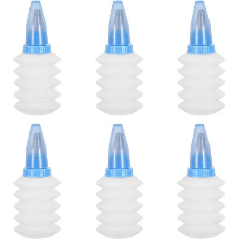 Lot de 6 flacons souples pour décorer gâteaux et biscuits avec du glaçage - Récipients réutilisables à embout fin - Outils de pâtisserie pour écrire du glaçage. (1/5)