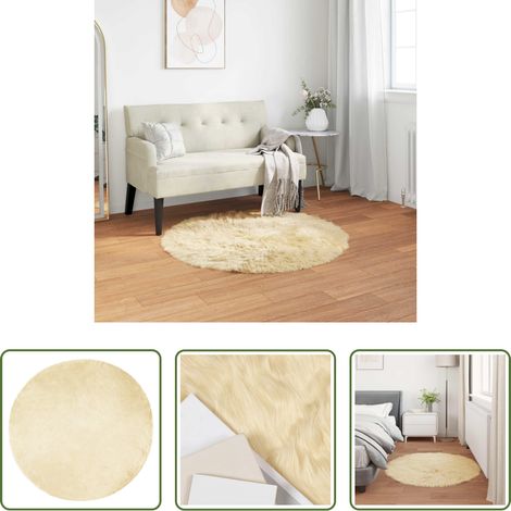 vidaXL Alfombra crema -  Alfombra de Imitación de Piel de Oveja Tafalla Crema Ø 100 cm (1/5)