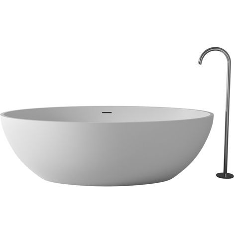 BERNSTEIN - Vasca da bagno freestanding RELAX Solid Stone - 176x103cm - Senza miscelatore, Senza scarico, Bianco opaco Senza allestimento stand, Senza sifone, Bianco opaco (1/5)