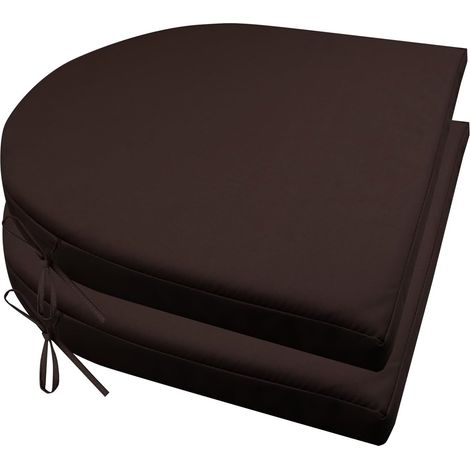 2er Set Stuhlkissen mit Bändern Wasserdicht Rutschfestes Sitzkissen Bequeme Halbrund Sitzpolster für Gartenmöbel Oder Stuhl Wasserdicht Garten 40 x 40 x 4 cm Beige