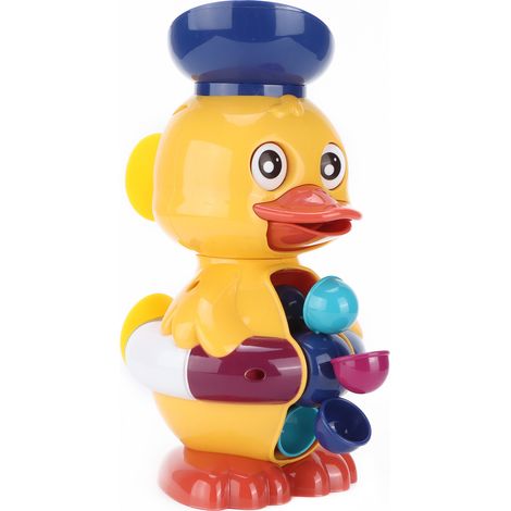 Jouets de bain pour tout-petits : Canard avec roue à eau rotative et yeux en forme de cœur (1/5)