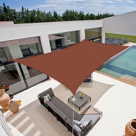 Voile d'ombrage rectangulaire 280g/m² – 3 x 2 m – Haute densité résistante au vent jusqu'à 80 km/h – Tissu micro-aéré – Anti-UV 95% – Terracotta – Sunny Inch (1/6)