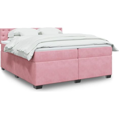 Boxspringbett mit Matratze Rosa 200x200 cm Samt (1/5)