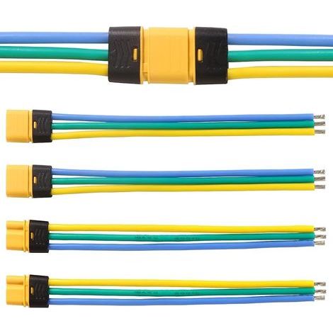 2 Paires MR30 Batterie Connecteur, MR30 Connecteur Mâle Femelle avec Connecteur de Boîtier de Gaine, avec Fil de Silicium de 100 mm 18AWG, pour Batterie RC Lipo (1/5)