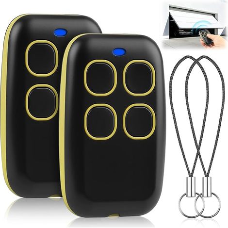 2 telecomandi universali 4 in 1 per cancelli, 280–868 MHz, programmabili, multifrequenza, con codice rolling code, compatibili con oltre 60 marche, batteria CR2032 inclusa. (1/5)