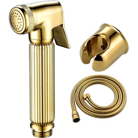 Douchette à main pour bidet en alliage de zinc avec pression d'eau réglable pour salle de bain, toilettes, doré (A) (1/5)