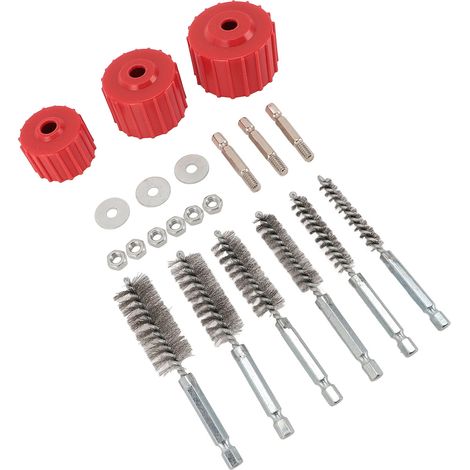 Brosse de nettoyage pour tubes en cuivre de 1/2, 3/4 et 1 pouce, avec poils en fil d'acier inoxydable et tige de 1/4 pouce, pour le soudage. (1/5)