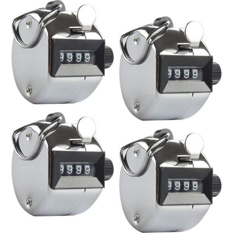 Compteurs manuels à quatre chiffres en métal, 4 pièces, compteurs mécaniques portatifs à clic numérique, pour le sport, le stade, les entraîneurs, les arbitres, les événements scolaires, de 0 à 9999