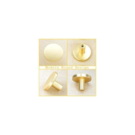Boutons de tiroir de cuisine Sollbry en laiton brossé, boutons de commode en alliage de zinc doré pour quincaillerie d'armoires et de tiroirs, bouton rond, lot de 4 (1/4)