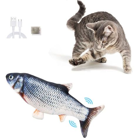 Jouet interactif poisson électrique pour chat rechargeable USB avec cataire (1/5)
