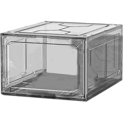 Boîte à chaussures de sport en plastique, boîte de rangement anti-poussière pour chaussures, noire (1/5)