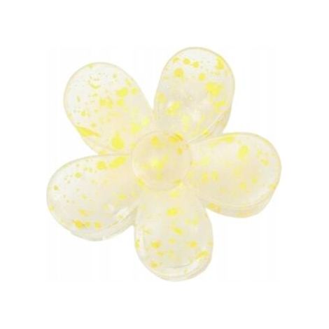 Pinza para el cabello Ecarla transparente con forma de flor, color amarillo pálido SP275 (1/5)