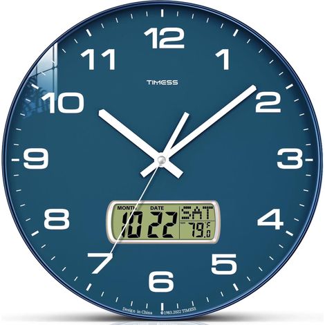Horloge murale analogique 10 pouces avec affichage de la date, fonctionne sur piles, style moderne, couleur or, pour salon (1/5)