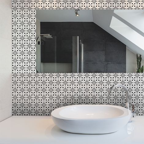 Sticker Mural Carrelage adhésif Cuisine Salle de Bain - 60 STICKERS CARREAUX DE CIMENT AZULEJOS ELISA - 60stickers15x15cm (1/5)