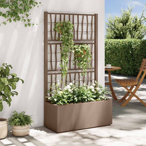 vidaXL Vaso da Giardino con Trellis Marrone 80 x 36 x 140 cm PP